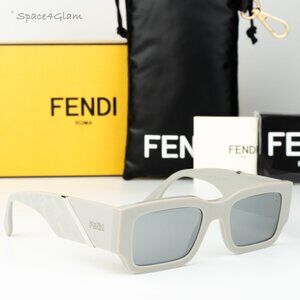 Fendi Women Sunglasses Grey Mirror Rectangle FE40131I DIAGONAL 20C NEW AUTHENTIC